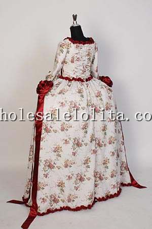 Renaissance or Medieval Antoinette Style Rococo Floral Print Summer Dress Multiple Colors Available