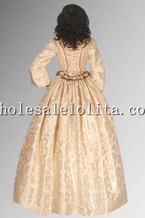 19th Century Brocade & Cotton Patchwork Renaissance Victorian Dress Ball Gown