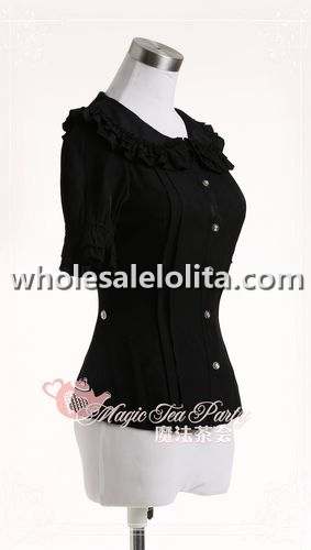 Classic White Short Sleeves Lolita Blouse with Removable Bow