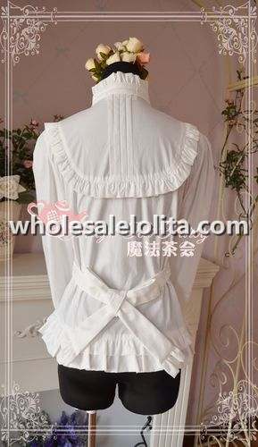 Elegant High Collar Long Sleeves Black Lolita Blouse