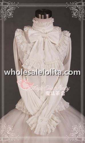 Royal Court Style High Collar Long Sleeves Coffee Lolita Blouse