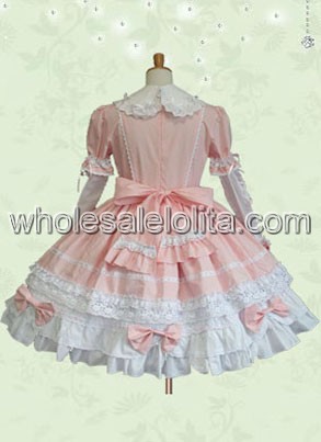 High Quality Pink Bow Cotton Sweet Lolita Dress