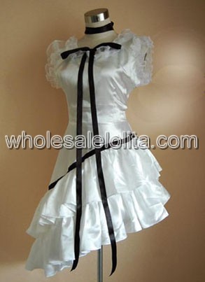 White Asymmetical Cotton Classic Lolita Dress