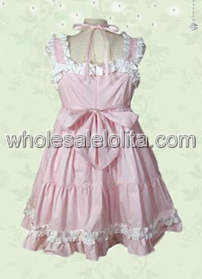 Sweet Princess Pink Cotton Lolita Dress Sleeveless