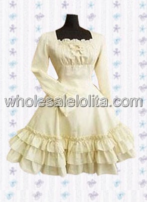 Ivory Long Sleeves Multi layer Cotton Classic Lolita Dress