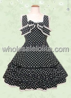 Clean Cut Polka Dot Black Sweet Lolita Dress