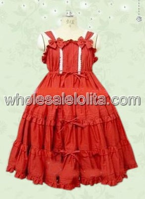 Red Bow Sleeveless Cotton Sweet Lolita Dress