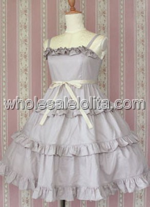 Lilac Spaghetti Straps Multi layer Cotton Classic Lolita Dress