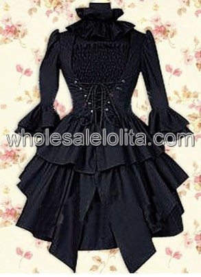 Black Long Sleeves Cotton Punk Lolita Dress