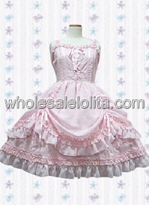 Pink Sleeveless Ruffled Cotton Sweet Lolita Dress