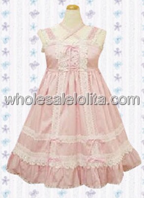 Beautiful Cheap Pink Lace Cotton Sweet Lolita Dress