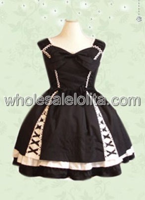 Smart Black Classic Lolita Dress Sleeveless