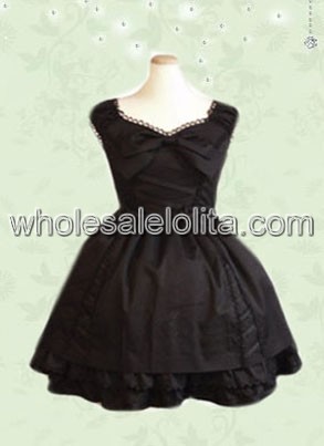 Little Black Sleeveless Cotton Sweet Lolita Dress