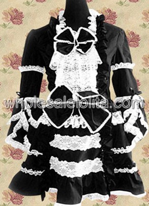 Top Fashion Black Lace Bow Gothic Lolita Dress
