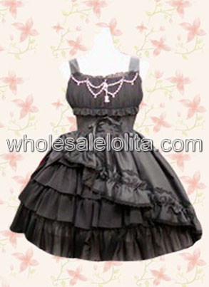 Black Classic Ruffles Cotton Punk Lolita Dress