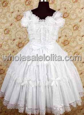 Cute Low Price White Bow Sweet Lolita Dress