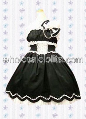 Black Short Sleeves Cotton Lolita Dress