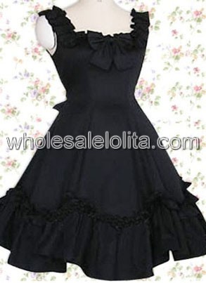 Top Seller Lovely Black Cotton Classic Lolita Dress