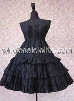 Black Sleeveless Multi layer Cotton Classic Lolita Dress