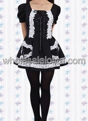 Black Mini Cotton Short Lolita Dress