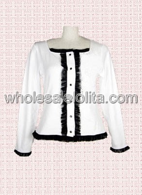 White And Black Cotton Lolita Blouse