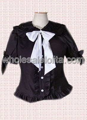 Black Puff Sleeves Cotton Lolita Blouse
