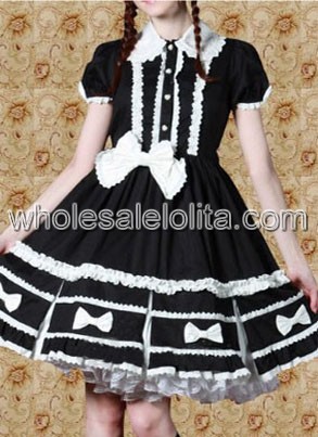 Top Seller Black Sweet Lolita Dress with White Bows