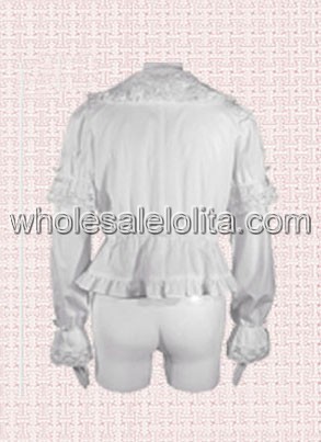 Cheapest White Lace Cotton Long Sleeves Lolita Blouse