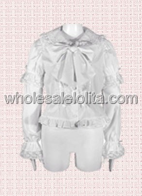 Cheapest White Lace Cotton Long Sleeves Lolita Blouse