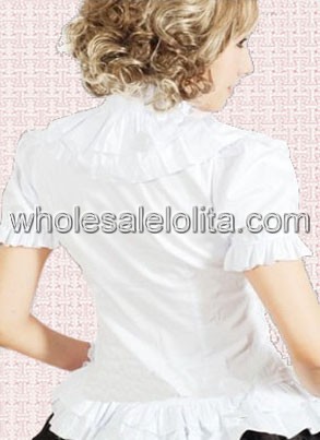 White Short Sleeves Cotton Lolita Blouse