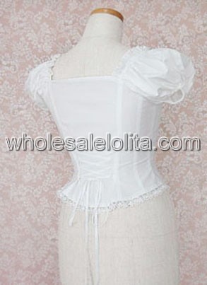 Hot Sell Kawaii White Puff Sleeves Cotton Lolita Blouse