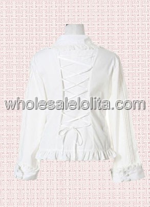 Low Price White Long Sleeves Cotton Lolita Blouse