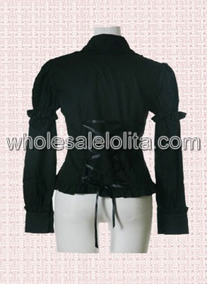 Black Long Sleeves Double Layer Cotton Lolita Blouse