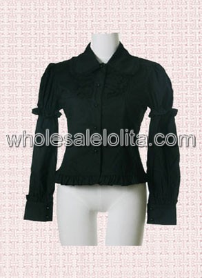 Black Long Sleeves Double Layer Cotton Lolita Blouse