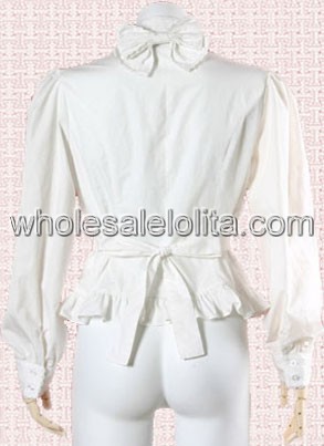 Kawaii White Pleated Stand Collar Cotton Lolita Blouse