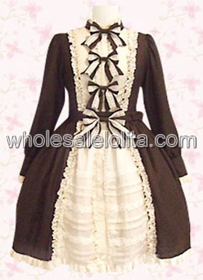 Hot Sale Exquisite Gothic Lolita Dress with Long Sleeves and Bow