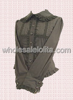 Modest Coffee Lapel Cotton Lolita Blouse Selling Best