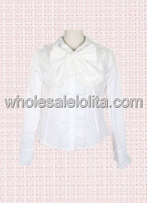 White Bow Tie Cotton Lolita Blouse