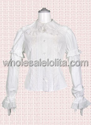 Modern Designer White Lace Border Cotton Lolita Blouse