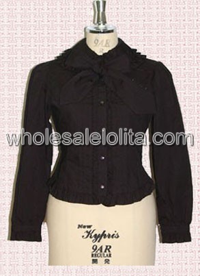 Black Long Sleeves Cotton Single Breasted Lolita Blouse