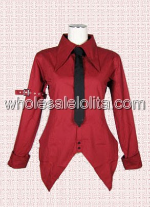 Red Long Sleeves Cotton Lolita Blouse
