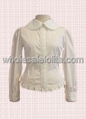 new Hot Sell Beige Cotton Long Sleeves Lolita Blouse