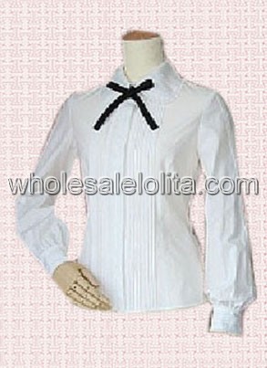 White Pleated Single Breasted Cotton Lolita Blouse
