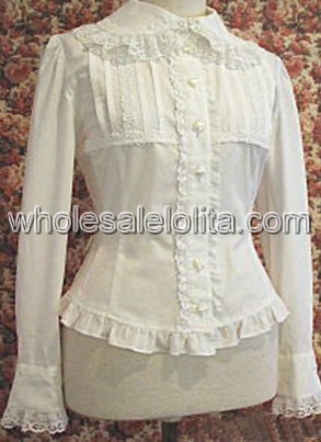 Perfect White Long Sleeves Cotton Lolita Blouse in new