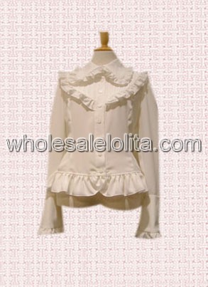 Super Hot Sell White Decorated Cotton Lolita Blouse