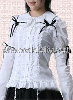 White Pleated Cotton Lolita Blouse