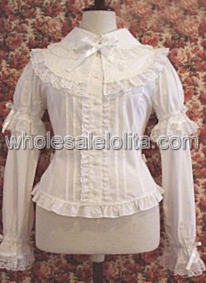 White Double layer Sleeves Cotton Lolita Blouse