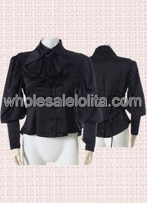 Black Ruffled Sleeves Cotton Lolita Blouse
