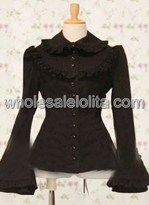 Coffee Bell Sleeves Cotton Lolita Blouse