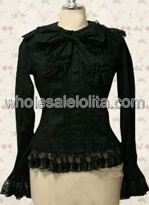 new New Arrival Black Lace Border Cotton Lolita Blouse
